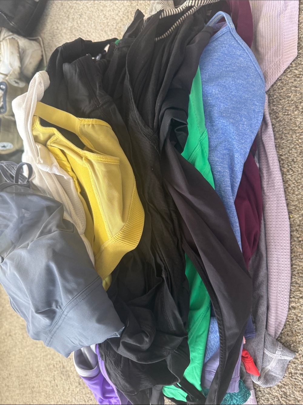 Mixed Activewear Tops Bundle - Yellow, Black, Blue, Green, Purple - Picture 1 of 1
